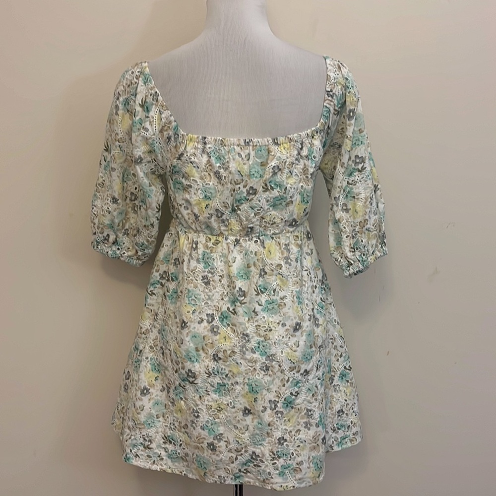 Minkpink Floral Puff Sleeve Cottagecore Peasant Mini Dress Size Small - Picture 5 of 9